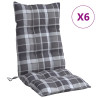 Cojines para silla respaldo alto 6 uds tela Oxford cuadros gris 2