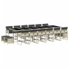 17 pcs conj. jantar jardim c/ almofadões vime PE cinzento-claro 2