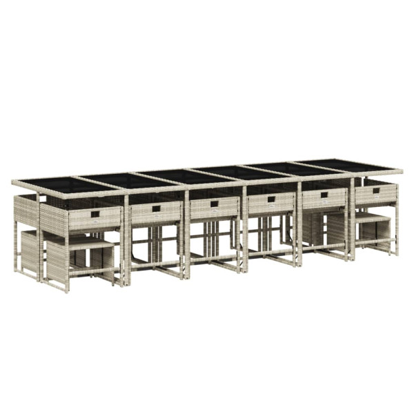 Set comedor jardín y cojines 17 pzas ratán sintético gris claro M 3
