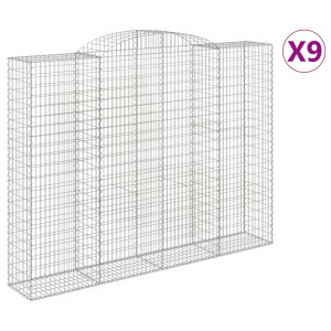Cestos gabião arqueados 9pcs 300x50x220/240cm ferro galvanizado H