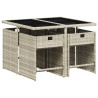 5 pcs conjunto de jantar p/ jardim c/ almofadões cinzento claro 3