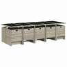 Set comedor jardín y cojines 15 pzas ratán sintético gris claro 3