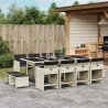 Set comedor jardín y cojines 13 pzas ratán sintético gris claro 1