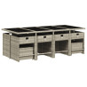 Set comedor jardín y cojines 13 pzas ratán sintético gris claro 3