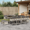 Set comedor jardín y cojines 13 pzas ratán sintético gris claro 1