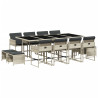 Set comedor jardín y cojines 13 pzas ratán sintético gris claro 2