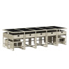 Set comedor jardín y cojines 15 pzas ratán sintético gris claro 3
