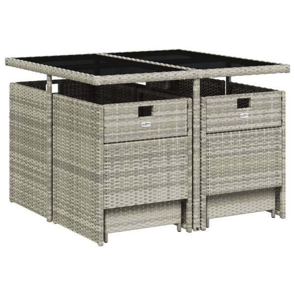 Set comedor de jardín 9 pzas cojines ratán sintético gris claro M 3