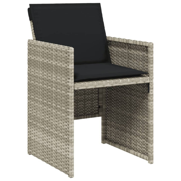Set comedor de jardín 9 pzas cojines ratán sintético gris claro M 4