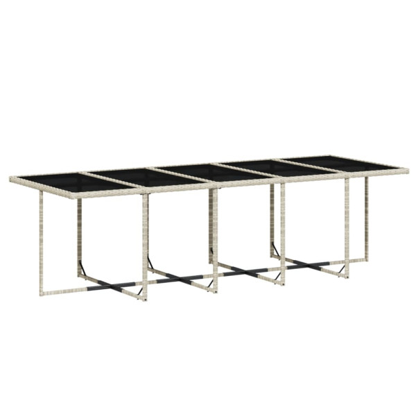 Set comedor jardín y cojines 15 pzas ratán sintético gris claro M 4