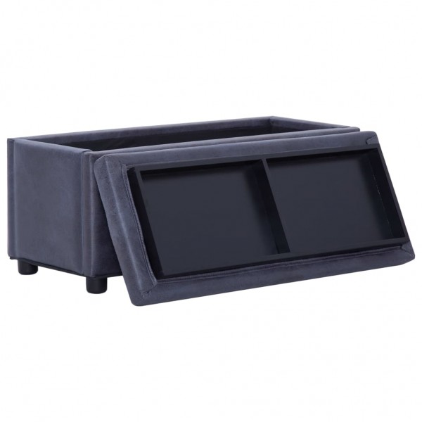 Banco de arrumação 87.5 cm camurça artificial cinzento M 5