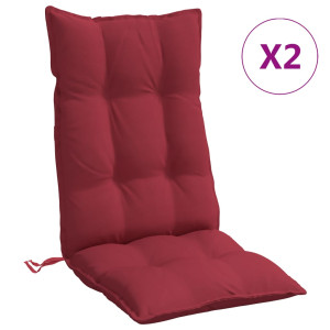 Cojines de silla con respaldo alto 2 uds tela Oxford rojo tinto H