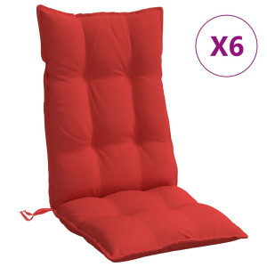 Cojines de silla con respaldo alto 6 uds tela Oxford rojo H