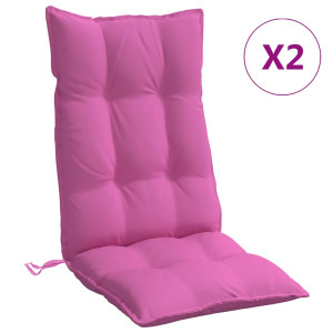 Cojines de silla con respaldo alto 2 uds tela Oxford rosa H