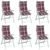 Cojines para silla respaldo alto 6 uds tela Oxford cuadros rojo 3