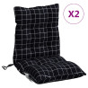 Cojines de silla respaldo bajo 2 uds tela Oxford cuadros negro 2