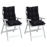 Cojines de silla respaldo bajo 2 uds tela Oxford cuadros negro 3