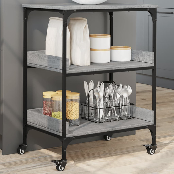 Carrito de cocina madera ingeniería gris Sonoma 60x41x80.5 cm D
