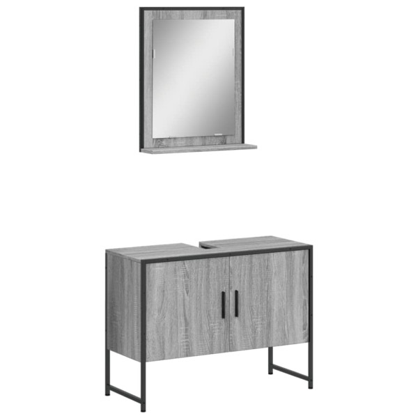 Set de muebles de baño 2 pzas madera de ingeniería gris sonoma M 2