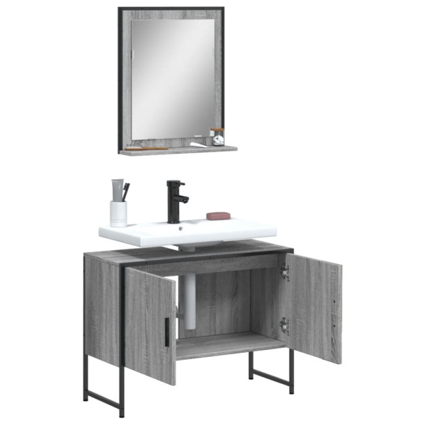 Set de muebles de baño 2 pzas madera de ingeniería gris sonoma M 4