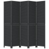 Biombo separador de 5 paneles madera maciza Paulownia negro 4