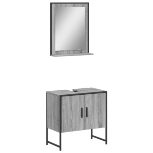 Set de muebles de baño 2 pzas madera de ingeniería gris sonoma H