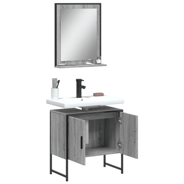 Set de muebles de baño 2 pzas madera de ingeniería gris sonoma M 4