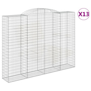 Cestos gabião arqueados 13 pcs 300x50x220/240 ferro galvanizado H