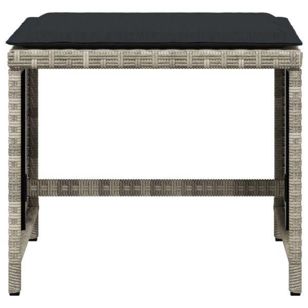 Bancos jardim c/ almofadões 4pcs 41x41x36cm vime PE cinza-claro M 5