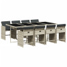 Set comedor de jardín 9 pzas cojines ratán sintético gris claro 2
