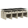 9 pcs conjunto de jantar p/ jardim c/ almofadões cinzento claro 3
