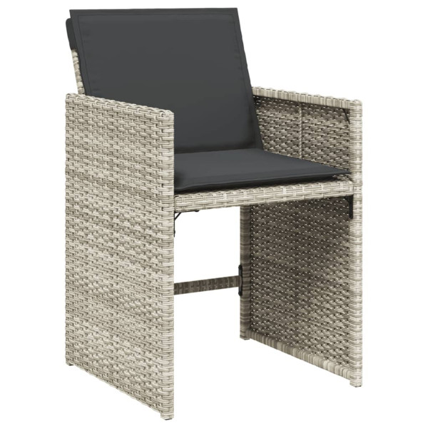 Set comedor de jardín 9 pzas cojines ratán sintético gris claro M 5
