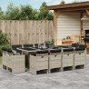 13 pcs conj. jantar jardim c/ almofadões vime PE cinzento-claro 1