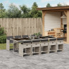Set de comedor de jardín 11 pzas y cojines ratán sintético gris 1