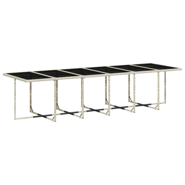17 pcs conj. jantar jardim c/ almofadões vime PE cinzento-claro M 3