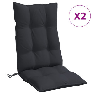 Cojines de silla con respaldo alto 2 uds tela Oxford negro H