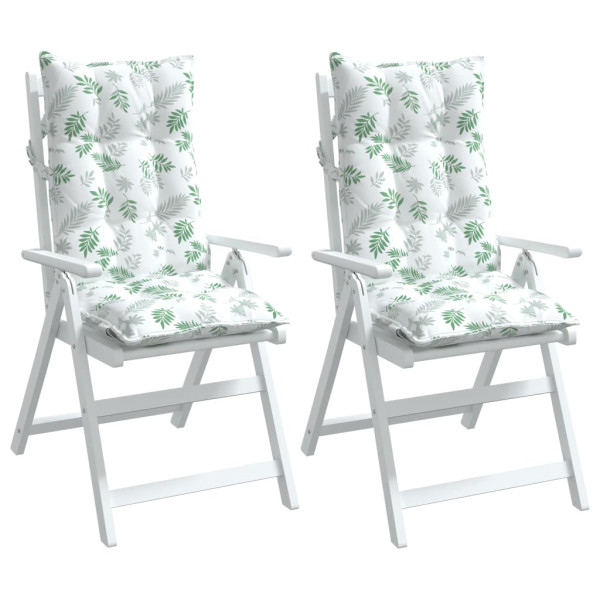 Cojines silla respaldo alto 2 uds tela Oxford estampado hojas M 3