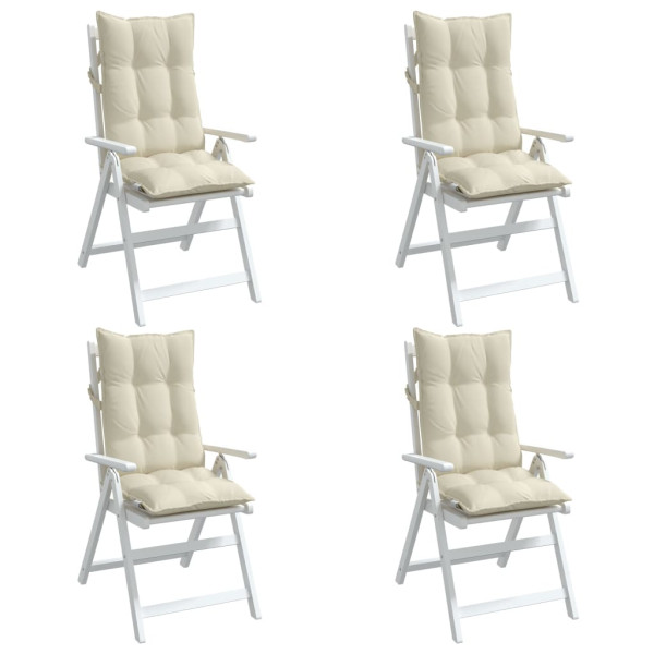 Cojines de silla respaldo alto 4 uds tela Oxford color crema M 3