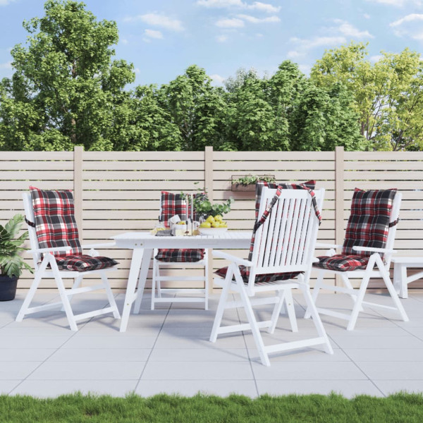 Cojines para silla respaldo alto 4 uds tela Oxford cuadros rojo D