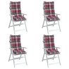 Cojines para silla respaldo alto 4 uds tela Oxford cuadros rojo 3