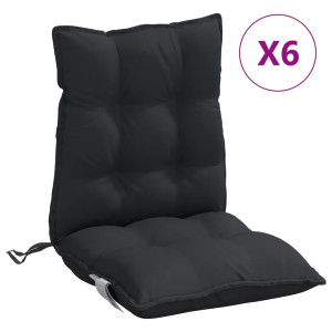 Cojines para silla con respaldo bajo 6 uds tela Oxford negro H