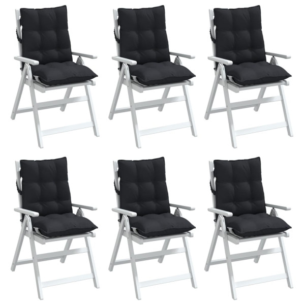Cojines para silla con respaldo bajo 6 uds tela Oxford negro M 3