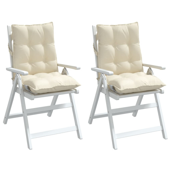 Cojines para silla con respaldo bajo 2 uds tela Oxford crema M 3