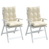 Cojines para silla con respaldo bajo 2 uds tela Oxford crema 3