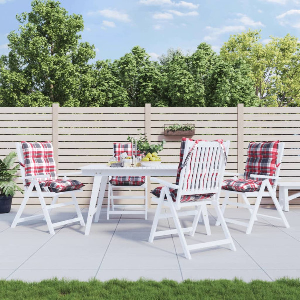 Cojines para silla respaldo bajo 4 uds tela Oxford cuadros rojo D