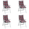 Cojines para silla respaldo bajo 4 uds tela Oxford cuadros rojo 3