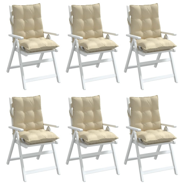 Cojines para silla con respaldo bajo 6 uds tela Oxford beige M 3