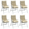 Cojines para silla con respaldo bajo 6 uds tela Oxford beige 3