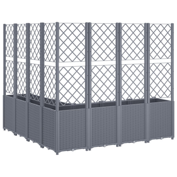 Jardinera con enrejado PP gris 160x160x140 cm M 5