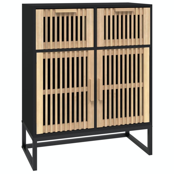 Aparador de madera contrachapada negro 60x30x75 cm M 2